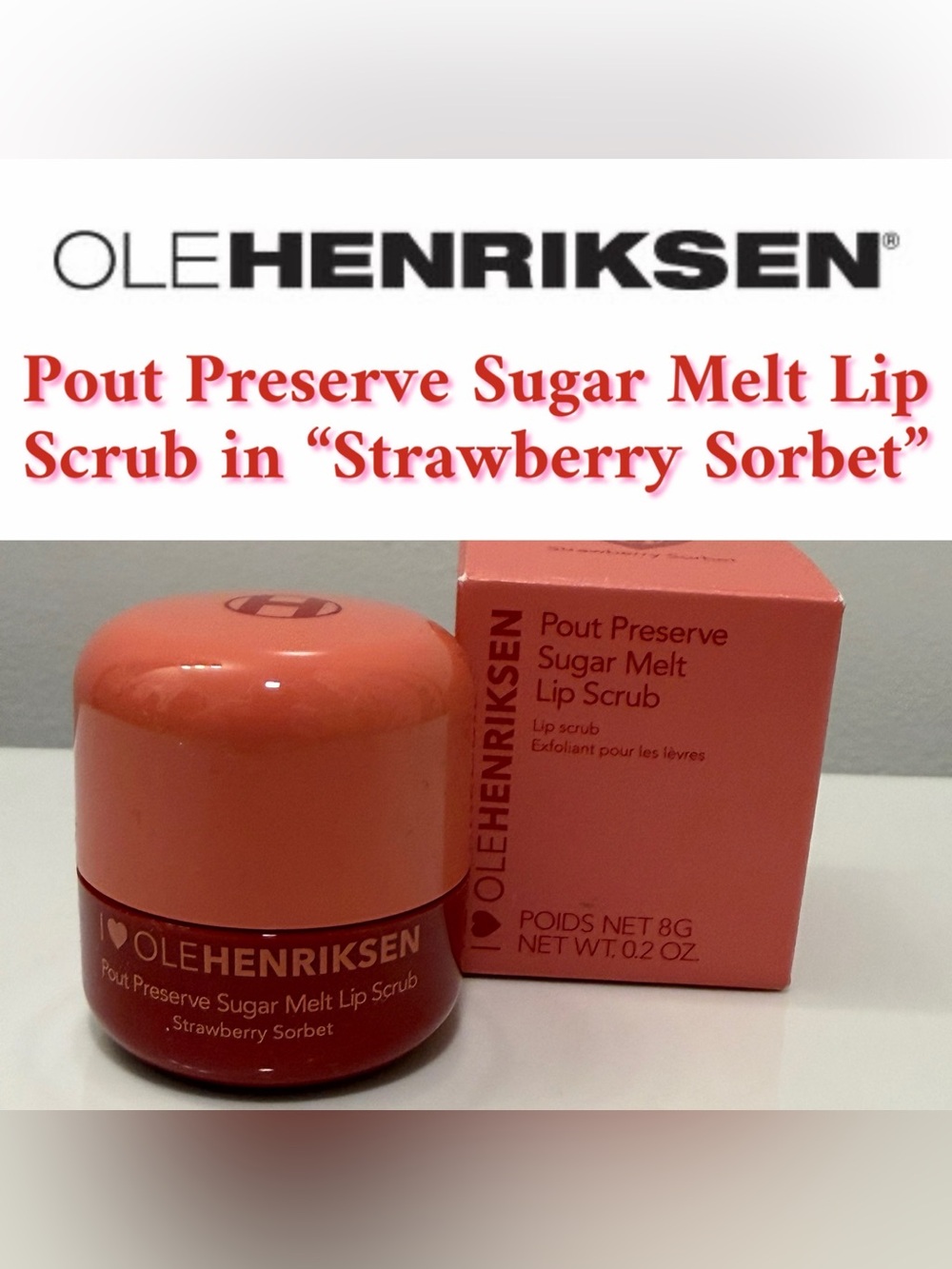 OLE HENRIKSEN - Pout Preserve Sugar Melt Lip Scrub in Strawberry Sorbet - NEW